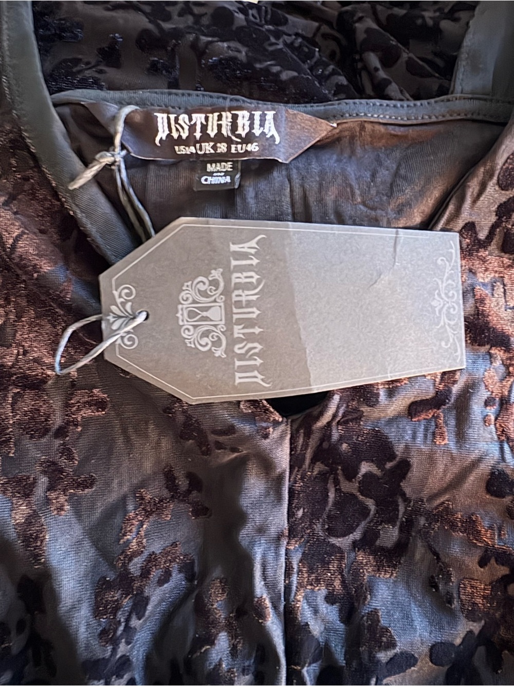 NWT Disturbia Lilias Devoré Tiered Maxi Dress Black Floral Velvet Burnout US 14 - Picture 16 of 16
